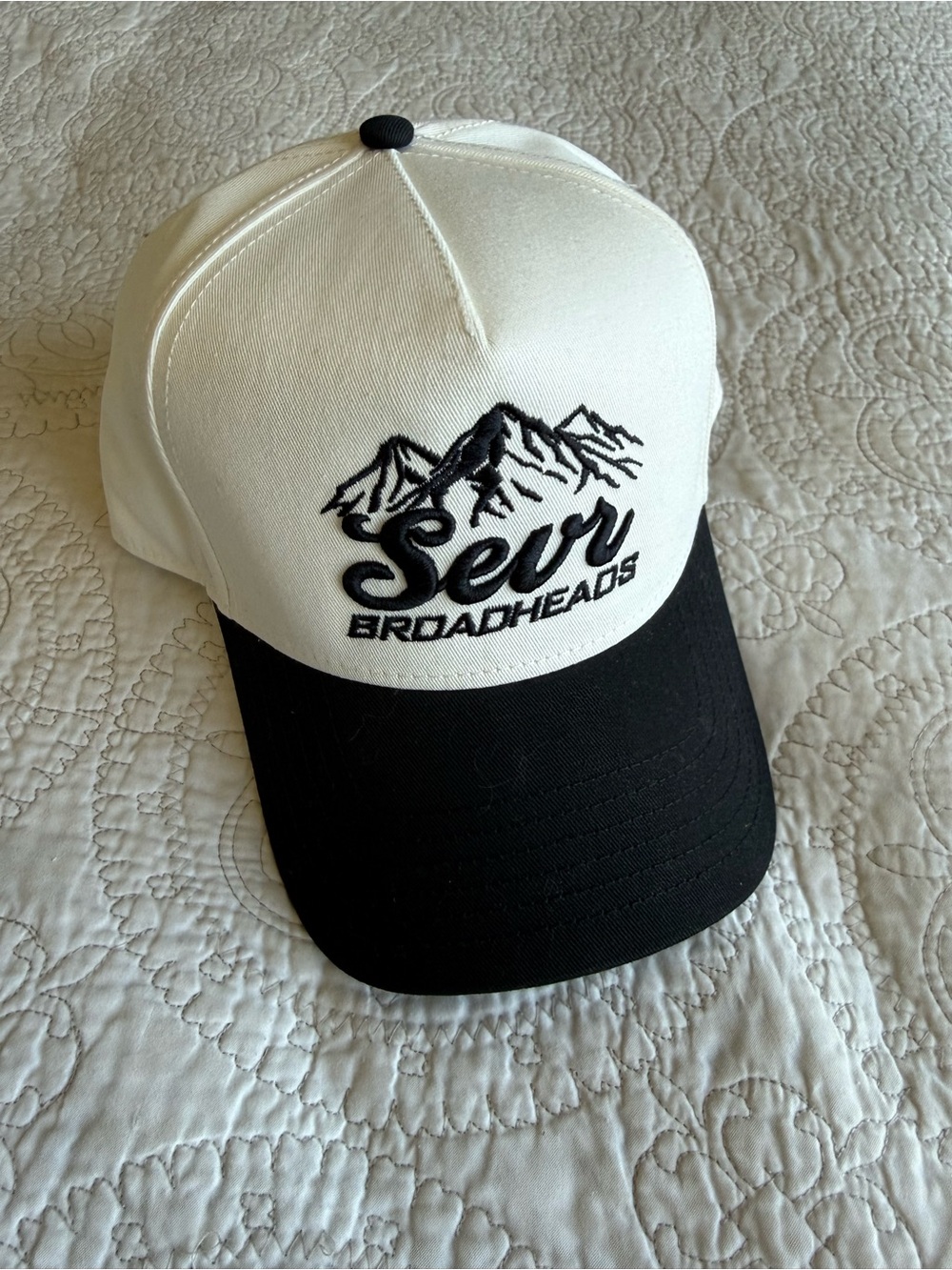 Sevr Broadheads Black and White Adjustable Baseball Hat Cap